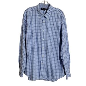Tommy Hilfiger men's blue white checkered plaid shirt size large